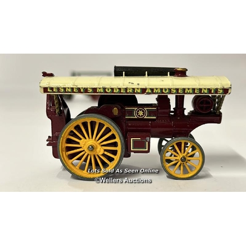 112 - Three Matchbox steam engines and locomotive including Fowler Showman's Engine no.9, Aveling and Port... 