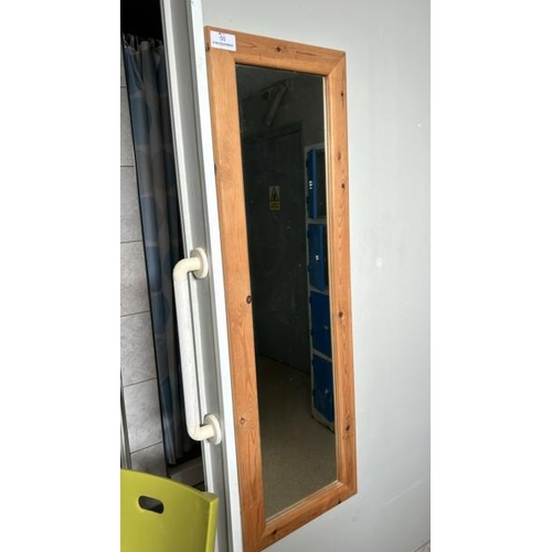 55 - X4 WALL MIRRORS IN WOODEN FRAME, 73CM X 70CM AND 134CM (H) X 42CM (W), BUYER WILL REQUIRE PHILIPS HE... 