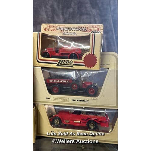 125 - Assorted boxed Models of Yesteryear and Lledo trucks and fire trucks with one loose / AN20