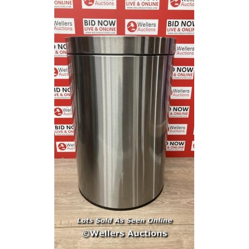 4010 - EKO STAINLESS STEEL SEMI-ROUND MOTION SENSOR BIN - 47L / MINIMAL SIGNS OF USE, SOME MINOR DAMAGE, SE... 