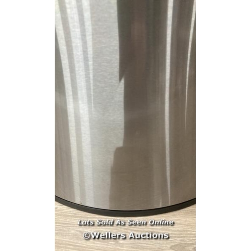 4010 - EKO STAINLESS STEEL SEMI-ROUND MOTION SENSOR BIN - 47L / MINIMAL SIGNS OF USE, SOME MINOR DAMAGE, SE... 