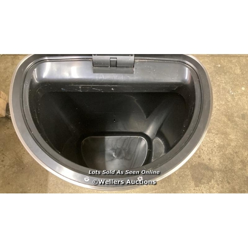 4010 - EKO STAINLESS STEEL SEMI-ROUND MOTION SENSOR BIN - 47L / MINIMAL SIGNS OF USE, SOME MINOR DAMAGE, SE... 