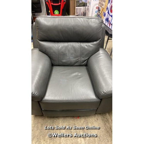 4029 - GRACE GREY LEATHER 1 SEAT POWER RECLINER / SIGNS OF USE