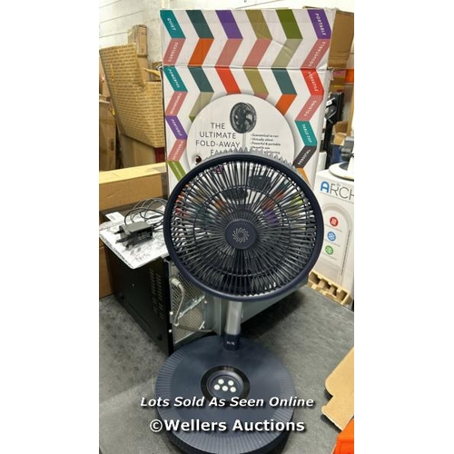 4202 - NSA ULTIMATE FOLDING FAN WITH REMOTE CONTROL, FFDC-24RC / POWERS UP, SIGNS OF USE / E18