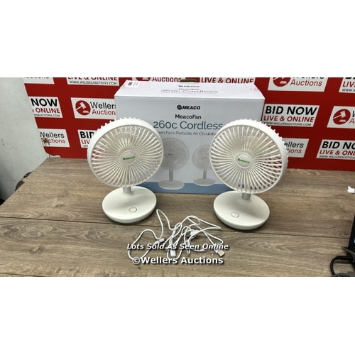 4206 - MEACOFAN 260C RECHARGEABLE PORTABLE FAN TWIN PACK / POWERS UP, MINIMAL SIGNS OF USE / E18