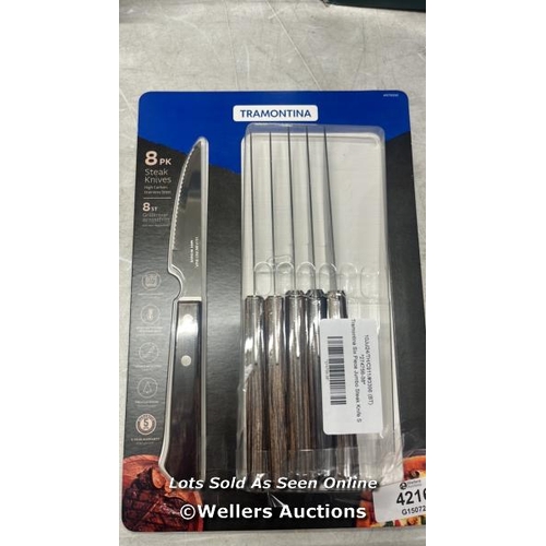 4216 - TRAMONTINA SIX PIECE JUMBO STEAK KNIFE SET - BROWN / 6 KNIVES / E20