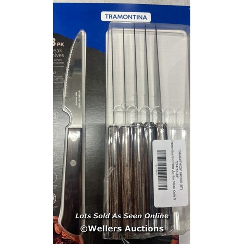 4216 - TRAMONTINA SIX PIECE JUMBO STEAK KNIFE SET - BROWN / 6 KNIVES / E20