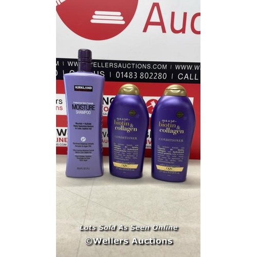 4431 - X3 HAIR CARE INCL. BIOTIN & COLLAGEN PLUS KIRKLAND SIGNATURE MOISTURE SHAMPOO / C26