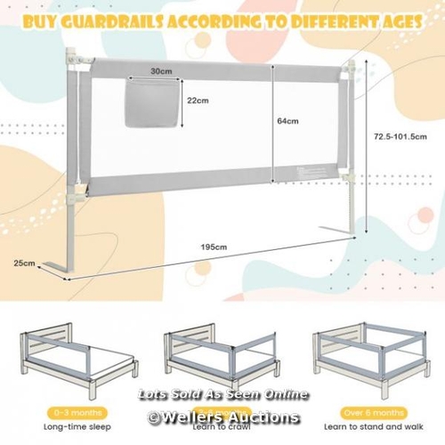 7014 - RRP: £63.95 - 76.8 INCH BABY BED RAIL WITH DOUBLE SAFETY CHILD LOCK / G1