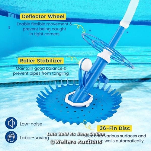 7022 - RRP: �44.95 - AUTOMATIC POOL CLEANER, VACUUM SUCTION POOL SWEEPER WITH 10 X 3.3 FT EXTENSION HOSES /... 