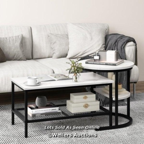 7040 - RRP: �65 - SET OF 2 MODERN NESTING COFFEE TABLE EXTRA STORAGE SHELF LIVING ROOM SIDE TABLE / MS