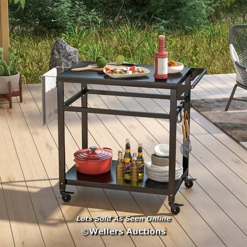 7041 - DOUBLE-SHELF GRILL CART OUTDOOR TABLE MOVABLE BBQ FOOD PREP GRILL CART� / MS