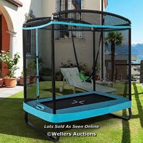 7053 - 2 IN 1 CHILDREN'S TRAMPOLINE WITH SWING & SAFETY NET / BR