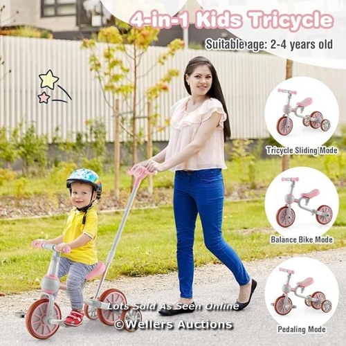 7063 - RRP: �49.95 - 4-IN-1 KIDS TRIKE BIKE WITH ADJUSTABLE PARENT PUSH HANDLE & SEAT HEIGHT / G7