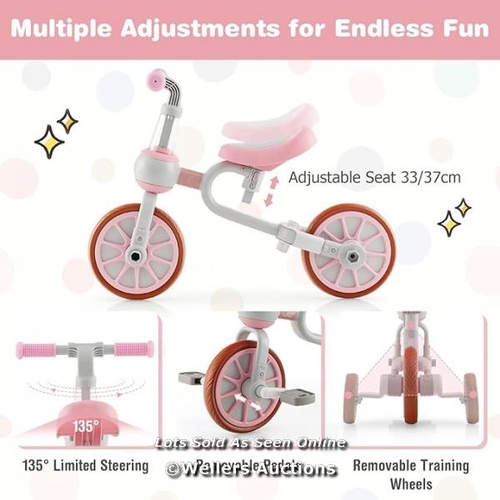 7063 - RRP: �49.95 - 4-IN-1 KIDS TRIKE BIKE WITH ADJUSTABLE PARENT PUSH HANDLE & SEAT HEIGHT / G7