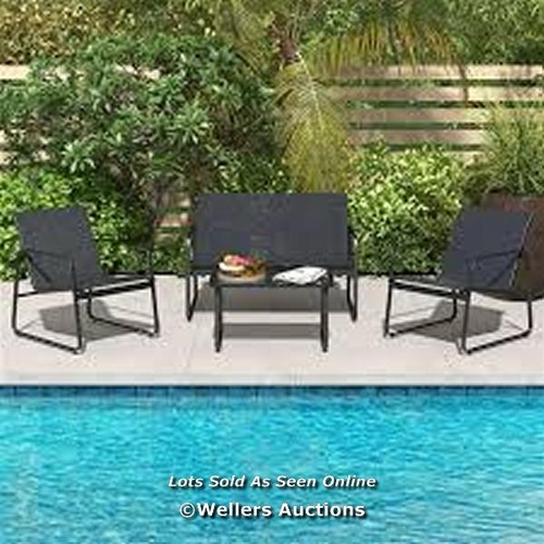 7106 - RRP: �126,44 - 4 PIECES PATIO FURNITURE SET OUTDOOR TEMPERED GLASS COFFEE SET / APPEARS NEW OPEN BOX... 