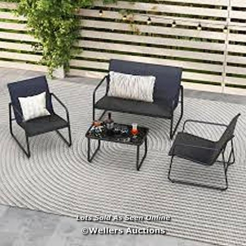 7106 - RRP: �126,44 - 4 PIECES PATIO FURNITURE SET OUTDOOR TEMPERED GLASS COFFEE SET / APPEARS NEW OPEN BOX... 