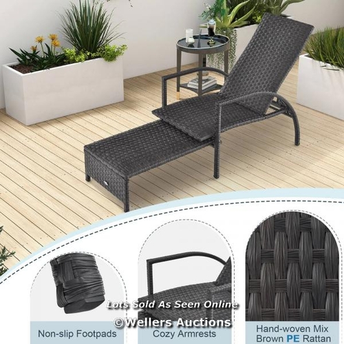 7110 - RRP: �119 - PATIO CHAISE LOUNGE OUTDOOR RATTAN LOUNGE CHAIR / APPEARS NEW AND SEALED / MA