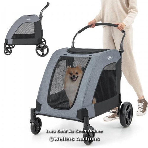 7137 - RRP: �107.95 - 4 WHEELS EXTRA LARGE DOG STROLLER FOLDABLE PET STROLLER WITH DUAL ENTRY / APPEARS NEW... 