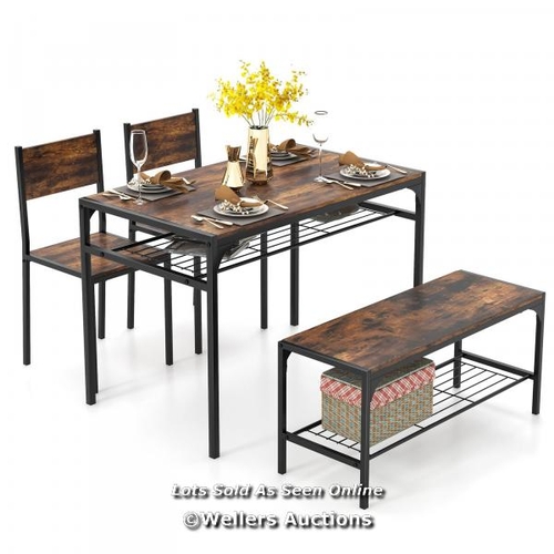 7139 - RRP: �133.28 - DINING TABLE SET FOR 4 WITH STORAGE RACKS AND METAL FRAME / APPEARS NEW OPEN BOX / MA