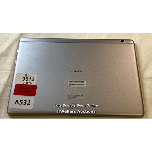 9512 - TABLET HUAWEI MODEL AGS-L09 GOOGLE ACCOUNT LOCKED