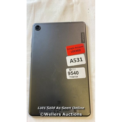 9540 - TABLET LENOVO  MODELTB-8505F DLBY AUDIO GOOGLE ACCOUNT LOCKED