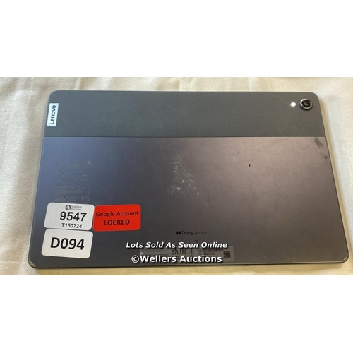 9547 - TABLET LENOVO MODEL TB-J616F DOLBY ATMOS GOOGLE ACCOUNT LOCKED