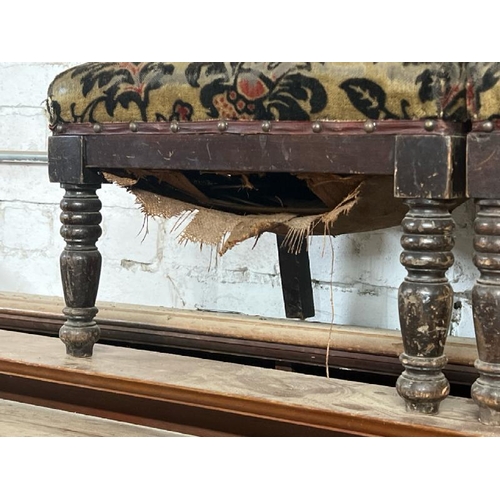 19 - A pair of upholstered Victorian carved oak dining chairs, 85cm high x 36cm wide x 45cm deep