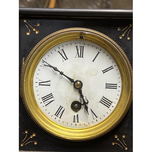 27 - A marble mantle clock, maker unknown, 20cm high x 19cm wide