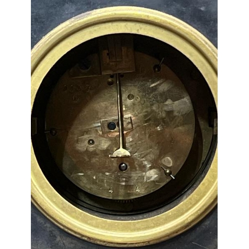 27 - A marble mantle clock, maker unknown, 20cm high x 19cm wide