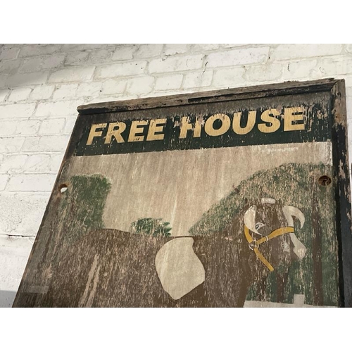 33 - The Durham Ox Free House wooden pub sign, 130cm high x 95cm wide