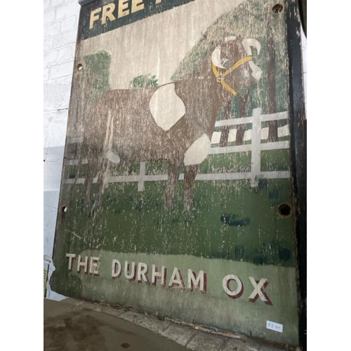 33 - The Durham Ox Free House wooden pub sign, 130cm high x 95cm wide