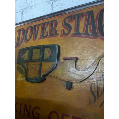 34 - The Dover Stage Booking Office wooden sign, 80cm high x 62cm wide