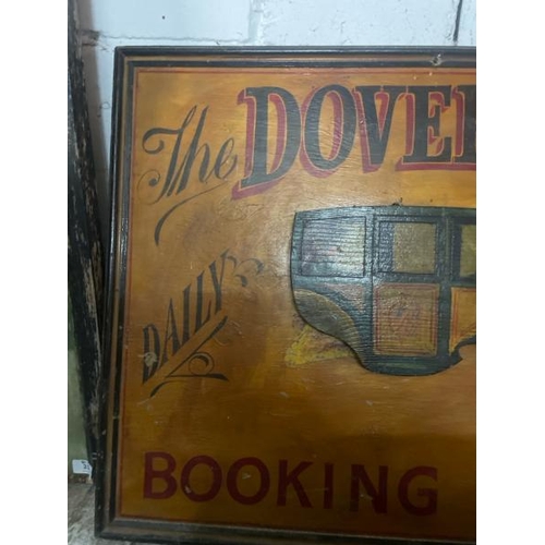 34 - The Dover Stage Booking Office wooden sign, 80cm high x 62cm wide