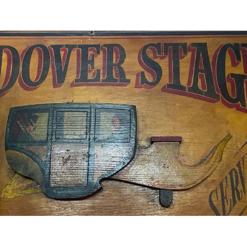 34 - The Dover Stage Booking Office wooden sign, 80cm high x 62cm wide