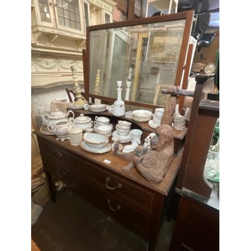 46 - A four drawer mid-century oak dressing table with mirror, by James Phillips & sons, Union Street Bri... 