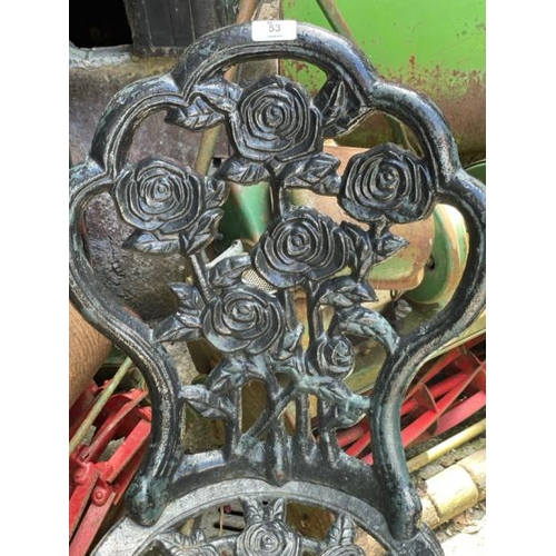 53 - A pair of cast iron garden chairs, 82cm high