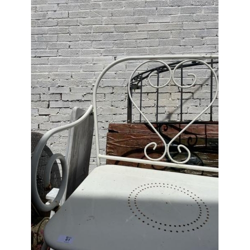 61 - A metal garden bench, 96cm high x 120cm wide x 48cm deep