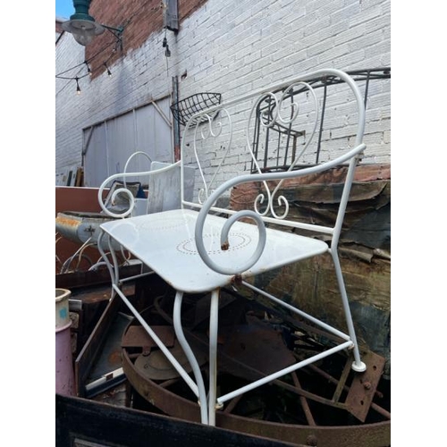 61 - A metal garden bench, 96cm high x 120cm wide x 48cm deep