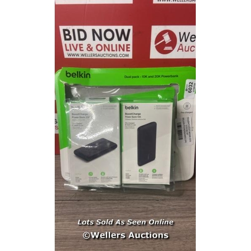 6032 - BELKIN POWERBANKS 2PK / MINIMAL SIGNS OF USE / A13