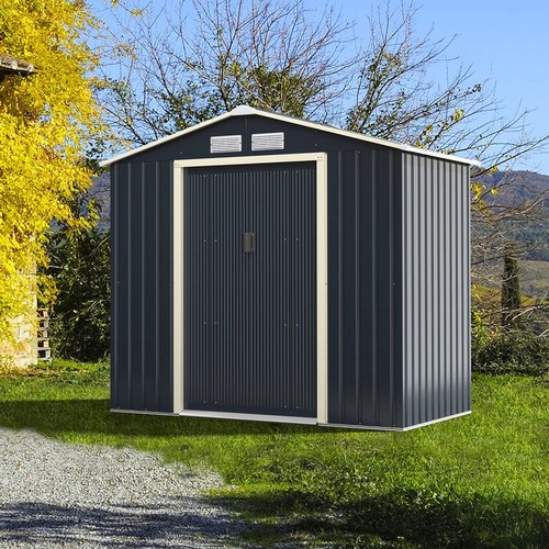 7544 - RRP: £263.94 - OUTDOOR STORAGE SHED WITH 4 VENTS AND DOUBLE SLIDING DOOR / COMES IN TWO BOXES / CONT... 