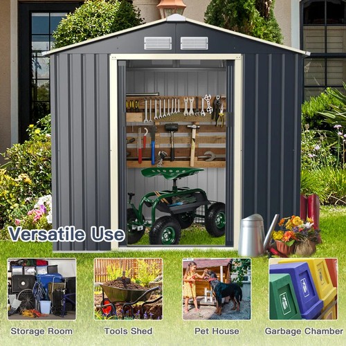 7544 - RRP: £263.94 - OUTDOOR STORAGE SHED WITH 4 VENTS AND DOUBLE SLIDING DOOR / COMES IN TWO BOXES / CONT... 