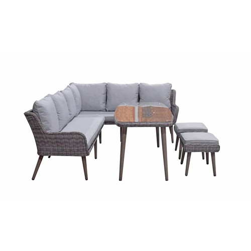 7550 - RRP: £1,1429 - DANIELLE CORNER RATTAN SOFA WITH DINING TABLE AND 2 OTTOMANS / GZ