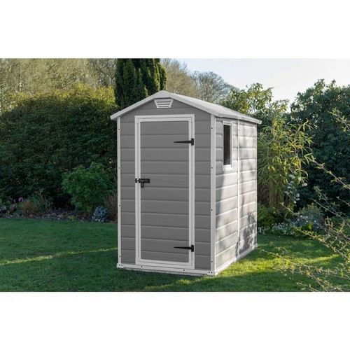 7555 - RRP: £400 - KETER MANOR 4X6 APEX OUTDOOR GARDEN SHED / CONT1