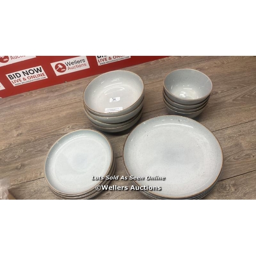 29 - OVER & BACK STONEWARE DINNERWARE SET / MISSING 1X SMALL PLATE / MINIMAL SIGNS OF USE / A50