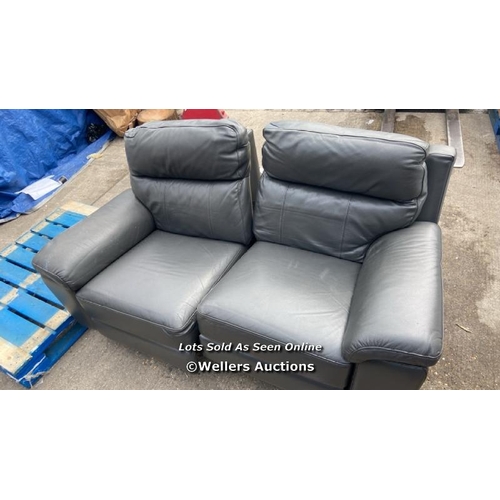 502 - GRACE DARK GREY LEATHER POWER RECLINING 2 SEATER SOFA / SIGNS OF USE [3389]