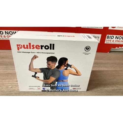 62 - PULSEROLL MINI MASSAGE GUN WITH TRAVEL CASE / POWERS UP / MINIMAL SIGNS OF USE / A44