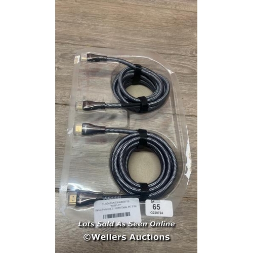 65 - SANUS PREFERRED 2.1 HDMI CABLE, 8K, 3 METER, TWIN PACK / APPEARS NEW   / A44