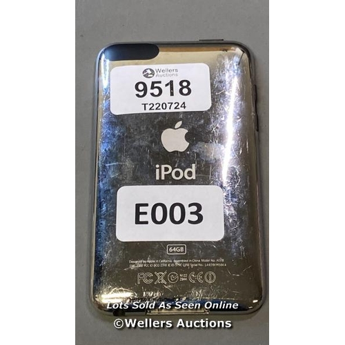 9518 - APPLE IPOD / 64GB  / A1318 / SERIAL: 1A939FM56K4