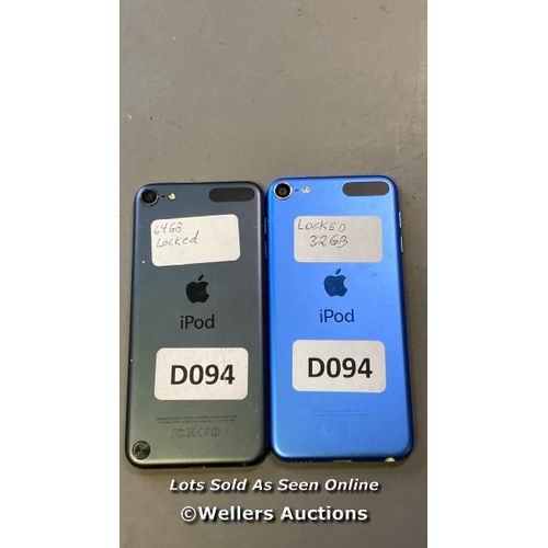 9530 - X2 APPLE IPODS: 32GB AND 64GB / LOCKED / SCREEN DAMAGE / A1421 AND A2178